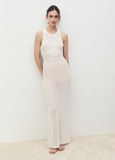 Mango Crochet Cotton Dress Off White