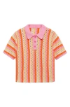 Mango Crochet Cotton Polo Sweater In Orange