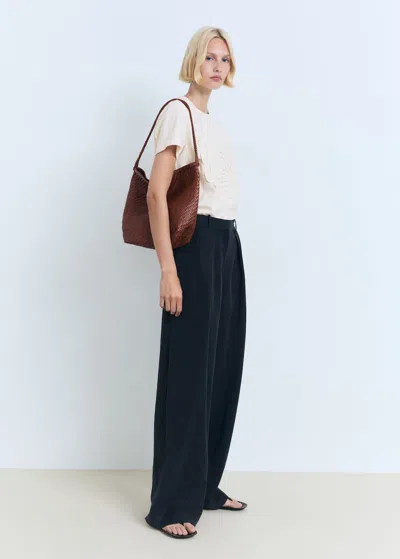 Mango Crochet Cotton T-shirt Ecru