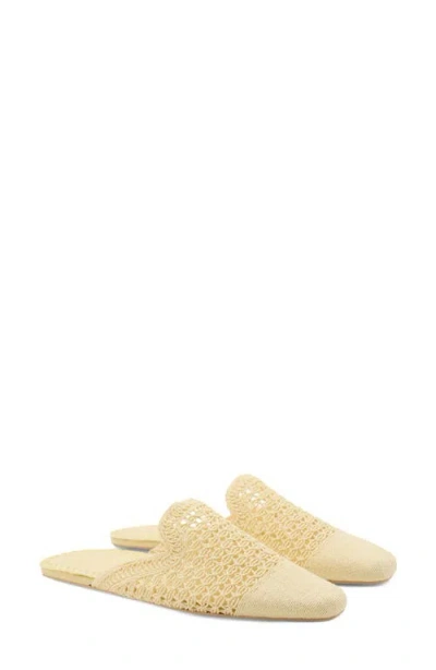 Mango Crochet Indoor Mule Slipper In Yellow
