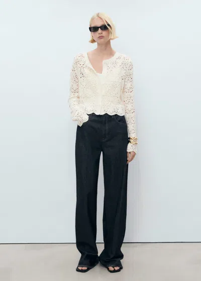 Mango Crochet Knitted Cardigan Ecru