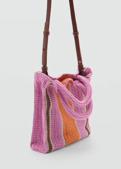 Mango Sac Shopper Crochet In Rose