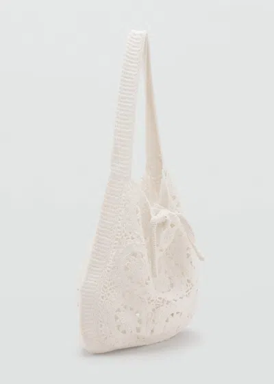 Mango Sac Shopper Crochet Blanc - Femme - Taille Unique -