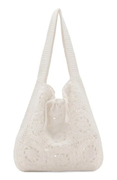 Mango Crochet Shopper Bag In White