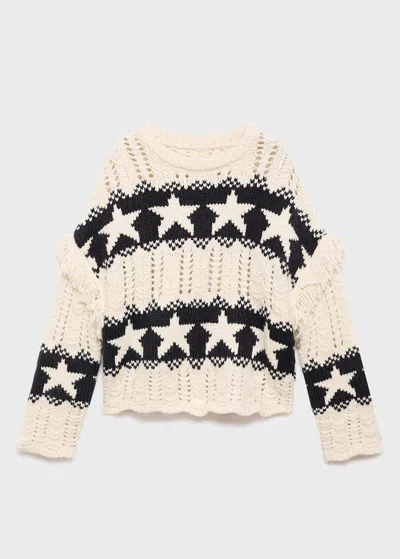 Mango Kids' Crochet Star Jumper Off White In Neutral