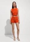 Mango Crochet Shorts With Flowers Orange In Orange