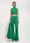 Mango Crochet Top With Flowers Pastel Green