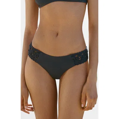 Mango Crochet Trim Bikini Bottoms In Black
