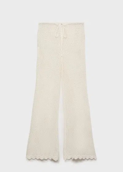 Mango Crochet Trousers Off White