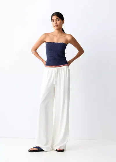 Mango Crocheted Strapless Top In Pink