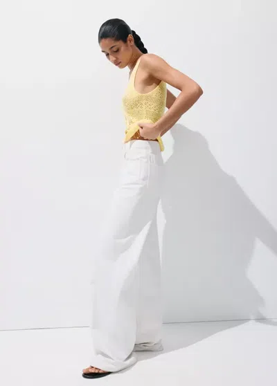 Mango Crocheted Vest With Buttons In Yellow