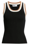 Mango Crochi Rib Tank Top In Black