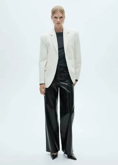 Mango Straight Snakeskin-effect Trousers Black