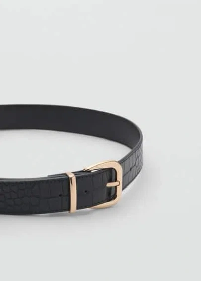 Mango Crocodile-effect Belt Black