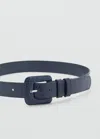 Mango Ceinture Effet Croco Bleu - Femme - M -