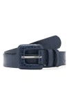 Mango Crocodile Print Faux Leather Belt In Blue