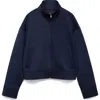 Mango Crop Bomber Jacket In Dark Navy