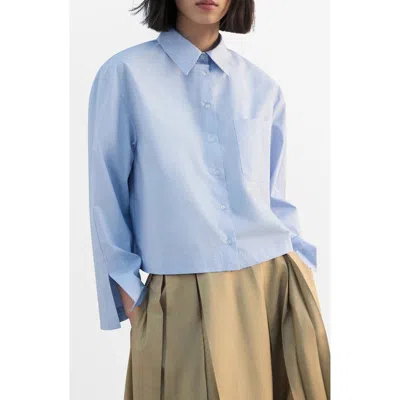 Mango Crop Button-up Shirt In Blue