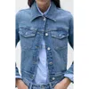 Mango Crop Denim Trucker Jacket In Medium Blue