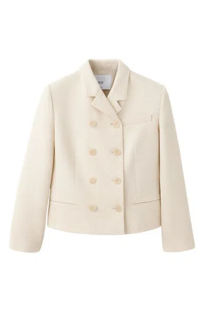 Mango Crop Double Breasted Jacket In Neutral