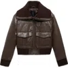 Mango Crop Faux Leather Jacket In Brown