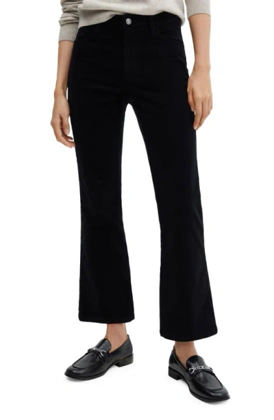 Mango Crop Flare Corduroy Jeans In Black