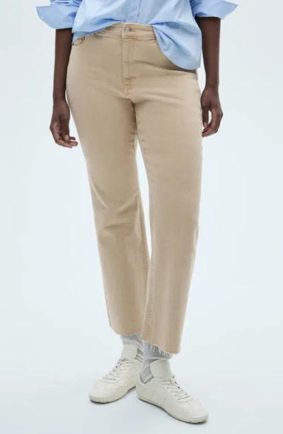 Mango Crop Flare Jeans In Sand