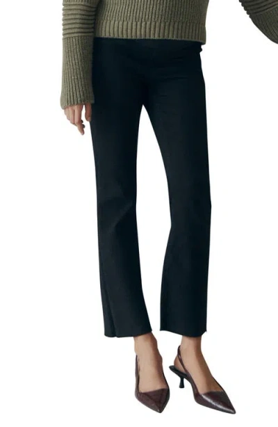 Mango Crop Flare Maternity Jeans In Black Denim