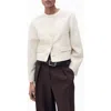 Mango Buttoned Linen Blend Jacket In White
