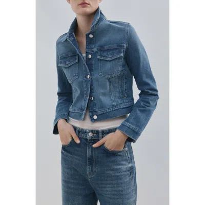 Mango Crop Jean Jacket In Blue