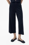 Mango Crop Knit Pants In Black
