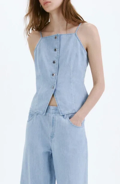 Mango Crop Nonstretch Denim Vest In Blue