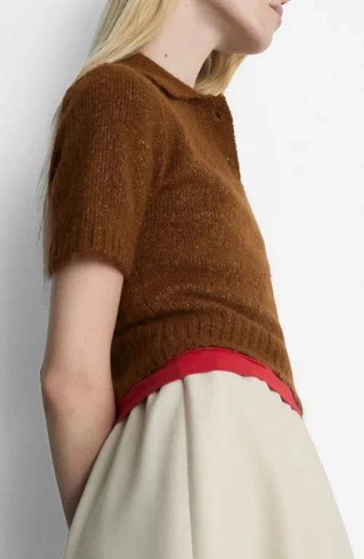 Mango Crop Polo Sweater In Brown