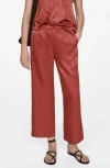Mango Satin Crop Pants Red In Red