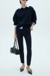 Mango Crop Skinny Pants In Dark Navy