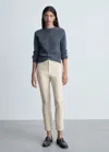 Mango Pantalon Skinny Crop Écru - Femme - 40 -
