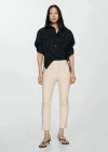 Mango Crop Skinny Trousers Ecru In Ecru