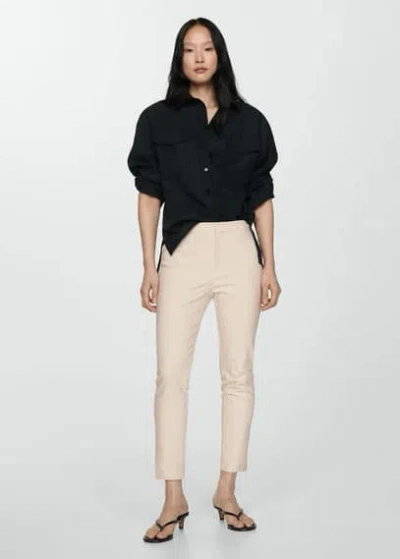 Mango Crop Skinny Trousers Ecru