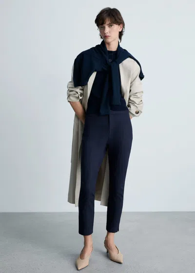 Mango Pantalon Skinny Crop Bleu Marine - Femme - 40 -
