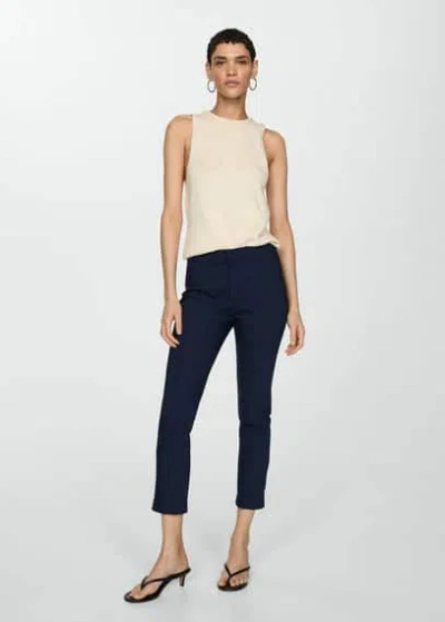 Mango Crop Skinny Trousers Navy