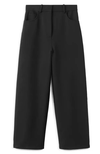 Mango Crop Straight Leg Pants In Black