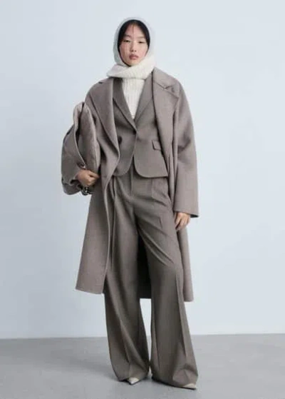 Mango Crop Suit Blazer Brown