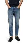 Mango Crop Tapered Jeans In Medium Blue