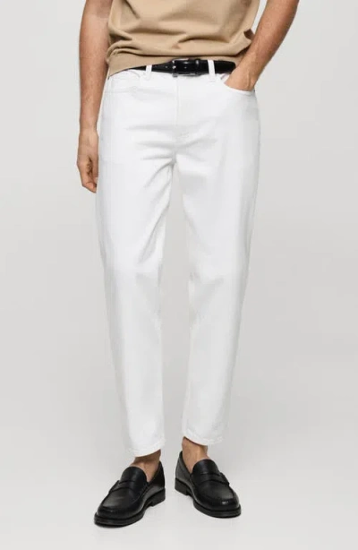 Mango Crop Tapered Jeans In Off White