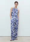 Mango Crop Top À Fleurs Bleu - Femme - Xl -