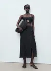 Mango Embroidered Crop Top Black In Black