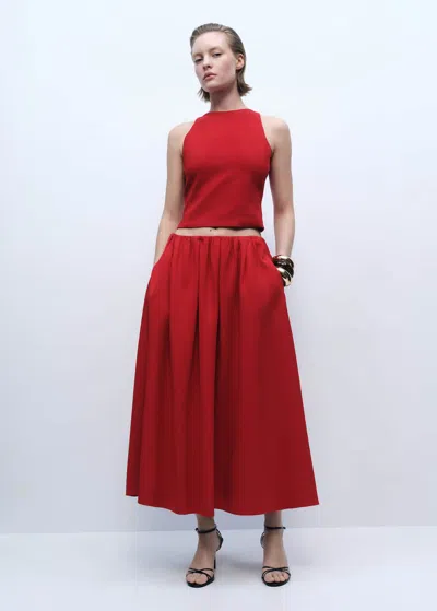 Mango Crop Top With Bow Back Red