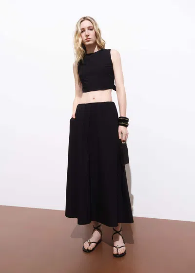 Mango Crop Top With Bow On The Back Black