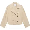 Mango Cotton Crop Trench Coat In Gray