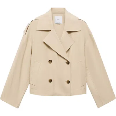 Mango Crop Trench Coat In Light/pastel Grey